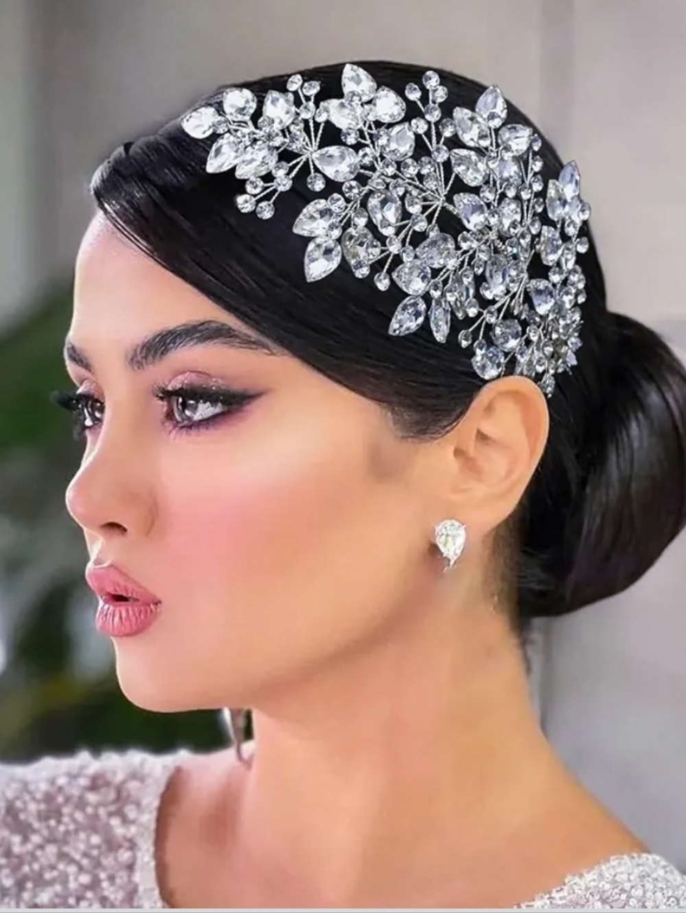 Crystal Floral Headpiece - Silver